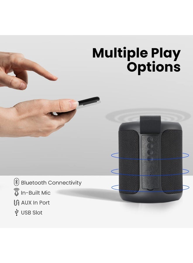 بورترونيكس Portronics SoundDrum P 20W Portable Bluetooth Speaker with 6-7 hrs Playback Time, Handsfree Calling, USB Slot, Aux-in Port, Type C Charging (Black) - Image 3